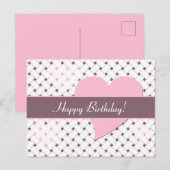 Cute Roze Hartjes, Lavendel & Witte Weefsel Verjaa Briefkaart (Voorkant / Achterkant)