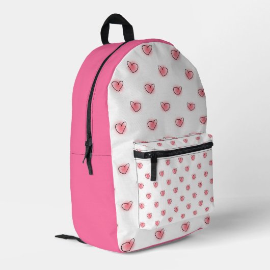 Cute Roze Hartjes Patroon Bedrukte Rugzak (Achterkant Hoek Links)
