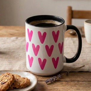 Cute Roze Hartjes Patroon Mok