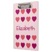Cute Roze Hartjes Patroon Naam Klembord (Links)