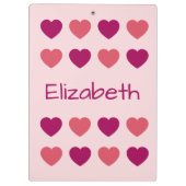 Cute Roze Hartjes Patroon Naam Klembord (Achterkant)