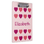 Cute Roze Hartjes Patroon Naam Klembord (Rechts)
