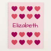 Cute Roze Hartjes Patroon Naam Planner (Voorkant)