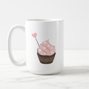 Cute Roze Hartjes Valentijns Cupcake Koffiemok