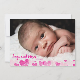 Cute Roze Hartjes Valentijnsdag Fotokaarten Feestdagenkaart