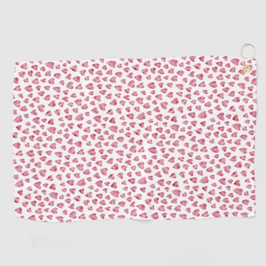 Cute roze hartpatroon golfhanddoek (Horizontaal)
