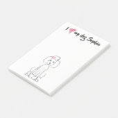 Cute Roze Heart I hou van mijn hond Custom Whimsic Post-it® Notes (Schuin)