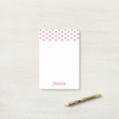 Cute roze Hearts Pattern Girly Name Post-it® Notes (Op bureau)
