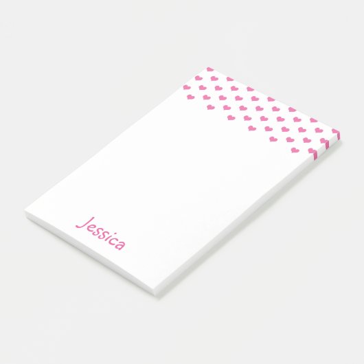 Cute roze Hearts Pattern Girly Name Post-it® Notes (Schuin)