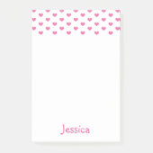 Cute roze Hearts Pattern Girly Name Post-it® Notes (Voorkant)