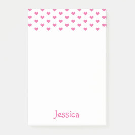 Cute roze Hearts Pattern Girly Name Post-it® Notes