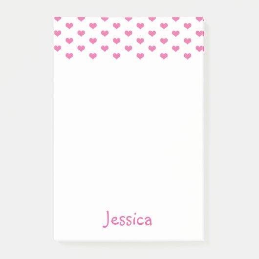 Cute roze Hearts Pattern Girly Name Post-it® Notes (Voorkant)