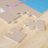 Cute roze het omvergooien van Flamingo voegt naamb Legpuzzel (Zijkant)