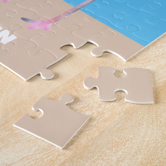 Cute roze het omvergooien van Flamingo voegt naamb Legpuzzel (Zijkant)