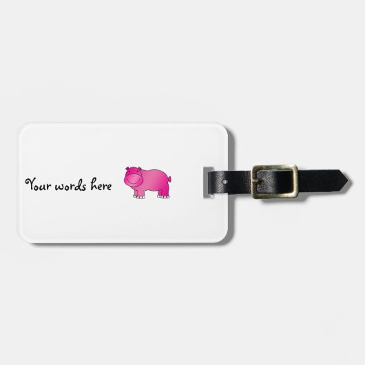 Cute roze hippo bagagelabel (Voorkant horizontaal)