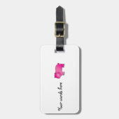 Cute roze hippo bagagelabel (Voorkant verticaal)