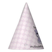 Cute roze hippo cartoon naam meisje verjaardag feesthoedjes (Links)