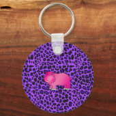 Cute roze hippo paars leopard sleutelhanger (Voorkant)