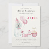 Cute Roze Hond Verjaardagsfoto Uitnodiging voor el (Voorkant)