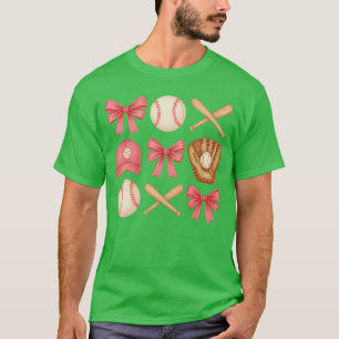 Cute Roze Honkbal Boog Meisje Sport Fan Softbal Gi T-shirt