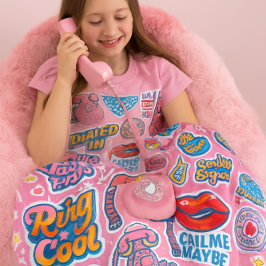 Cute Roze Hoorn Telefoon Hoes voor Meisje Fleece Deken