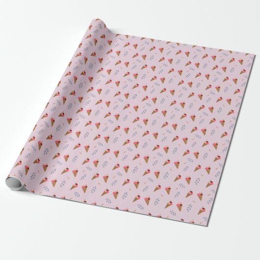 Cute roze Ice Cream Cone Patroon Cadeaupapier (Uitgerold)