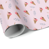 Cute roze Ice Cream Cone Patroon Cadeaupapier (Rol Hoek)