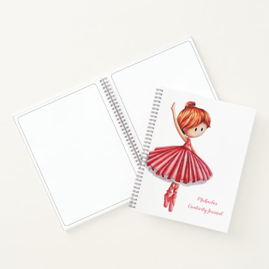 Cute Roze Jurk Ballet Danseres Meisje Notitieboek (Binnen)