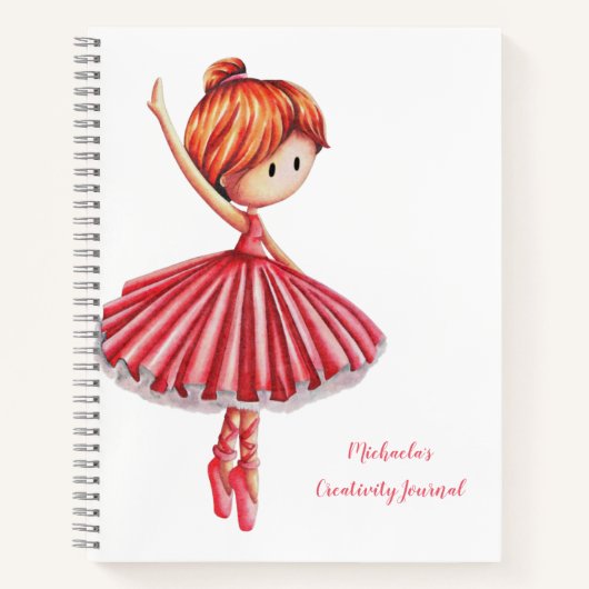 Cute Roze Jurk Balletdanseres Meisje Notitieboek (Voorkant)