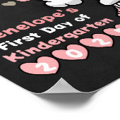 Cute Roze Kabouter Eerste Dag School Schoolbord Poster (Hoek)