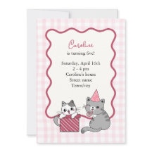 Cute Roze Kat Kinderverjaardagsfeestje
