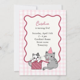 Cute Roze Kat Kinderverjaardagsfeestje Kaart