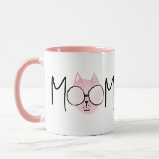Cute Roze Kat Moeder Moederdag Persoonlijk Mok (Links)