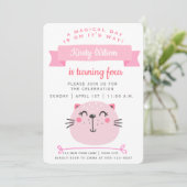 Cute roze kat & roze stripes - Kinderen van zaterd Kaart (Staand voorkant)