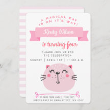 Cute roze kat & roze stripes - Kinderen van zaterd