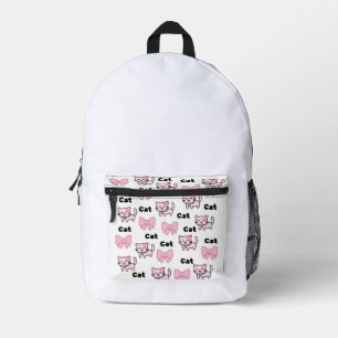 Cute Roze Kat & Strikpatroon Bedrukte Rugzak