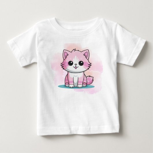 Cute Roze Kat Waterverf Cartoon Kitten Dier  (Voorkant)