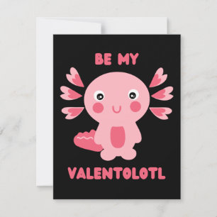 Cute roze kawaii axolotl die vraagt of je mijn Val Notitiekaartje