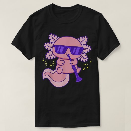 Cute roze Kawaii Axolotl met glasvezel T-shirt (Design voorkant)