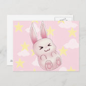Cute roze Kawaii Bunny konijn van sterren Briefkaart (Voorkant / Achterkant)