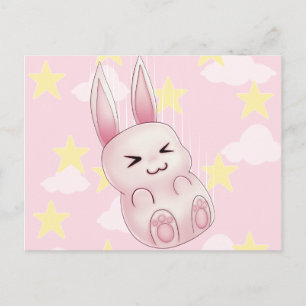 Cute roze Kawaii Bunny konijn van sterren Briefkaart