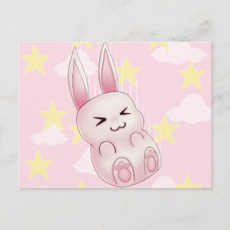 Cute roze Kawaii Bunny konijn van sterren Briefkaart