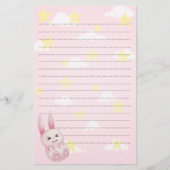 Cute roze Kawaii Bunny konijn van sterren Briefpapier (Voorkant)