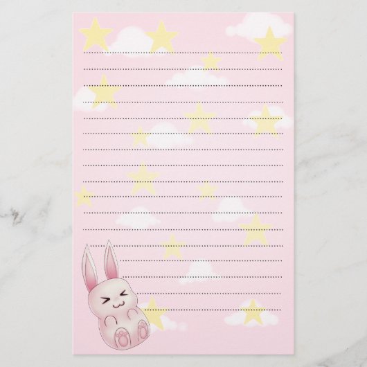 Cute roze Kawaii Bunny konijn van sterren Briefpapier (Voorkant)