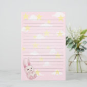 Cute roze Kawaii Bunny konijn van sterren Briefpapier (Staand voorkant)
