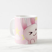 Cute roze Kawaii Bunny konijn van sterren Koffiemok (Voorkant links)
