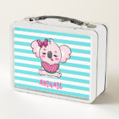 Cute Roze Kawaii Koala Watermeloen Aqua Strepen (Achterkant)