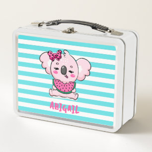 Cute Roze Kawaii Koala Watermeloen Aqua Strepen