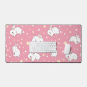 Cute Roze Kawaii Konijn Doodle Bureaumat (Keyboard & Muis)