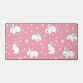 Cute Roze Kawaii Konijn Doodle Bureaumat (Voorkant)
